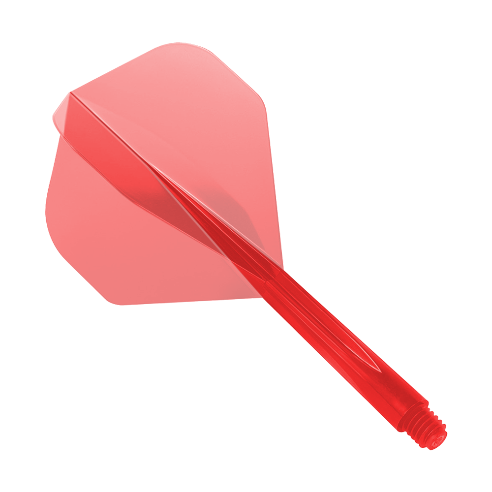 Das Bild zeigt das Produkt "Condor Axe Clear Red Flight-System Standard". Es ist ein rotes, durchsichtiges Dart-Flight-System in Standardform.